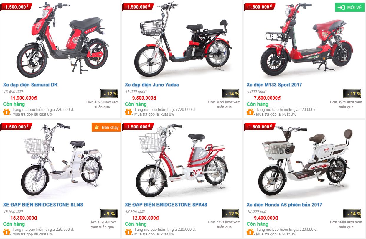 Bảng giá xe đạp điện cập nhật tháng 10 - 2017 bang-gia-xe-dap-dien-thang-10-2017